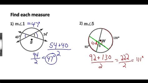 Secants Tangents And Angle Measures Worksheet Answers